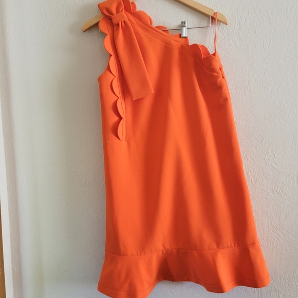 Victoria Beckham X‎ Target, Scalloped One Shoulder Dress, Orange, Size Small - Picture 2 of 12
